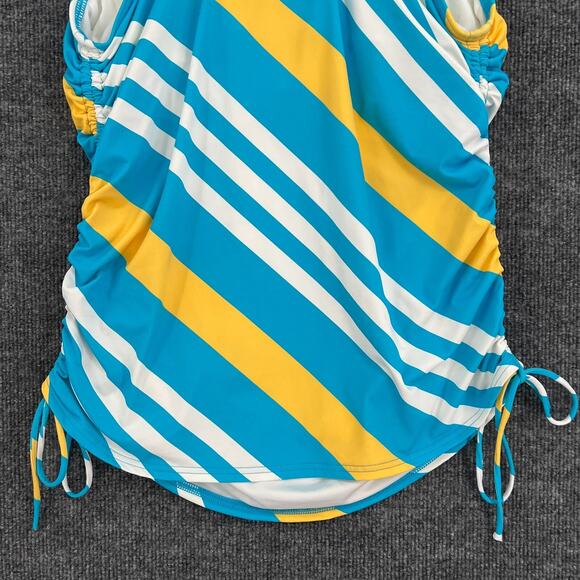 Lands End Tankini Swimsuit Top Womens 12 Blue Striped Built In Bra Underwire - Picture 7 of 8